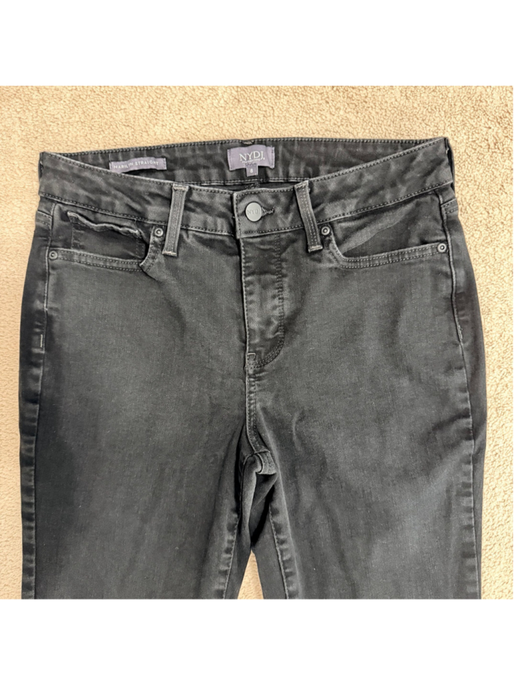 NYDJ Black Marilyn Straight Leg Jeans Women's Size 8 Lift Tuck Technology - Picture 5 of 12